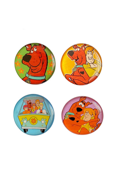 Yaya Dizayn Scooby Doo Temalı Parlak Baskılı 4'lü Metal Rozet Seti