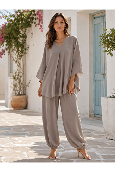 Perry fashion Lunera Modal Dokulu Yarasa Kol & Jogger Pantolon İkili Takım