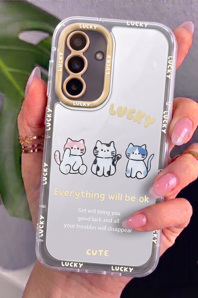 Rivor Samsung Galaxy A36 Uyumlu Kılıf Kamera Korumalı Aynalı Cute Desenli Par...