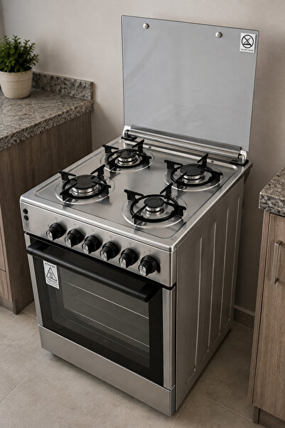 KUMTEL Lf66Gg-40 Freestanding Gas Cooker, 57×57Cm, Glass Cover, Top Quality, ...