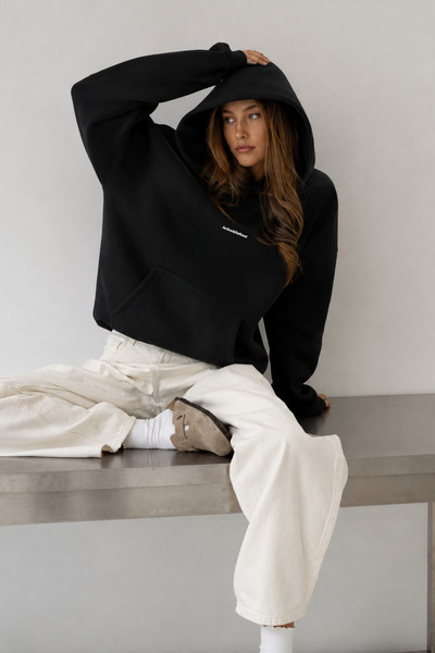 GIA - ART Kadın Oversize Sweatshirt Hoodie Active & Refined 3D Baskılı Siyah ...