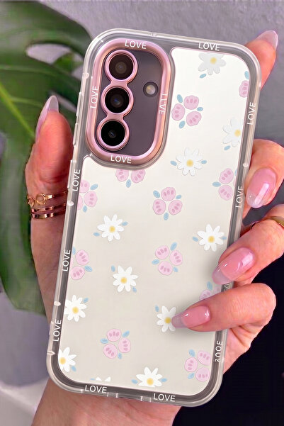 Rivor Samsung Galaxy A36 Uyumlu Kılıf Kamera Korumalı Aynalı Papatya Desenli ...