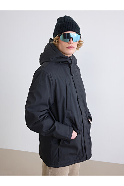 LC Waikiki Nevavm Farkıyla Xside Black Standard Fit Hooded Men's Coat