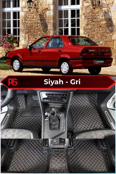PASPASGRAFT RENAULT RENO R19 Siyah Üzeri Gri Dikiş 8D Diamond Araca Özel Deri...