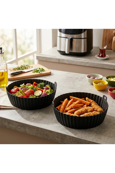 HOMENIVA 2 Adet Silikon Air Fryer Pişirme Kabı Ithal - Tüm Cihazlara Uyumlu -...