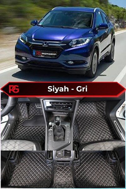 PASPASGRAFT HONDA HRV 2021-2026 Siyah Üzeri Gri Dikiş 8D Diamond Premium Arac...