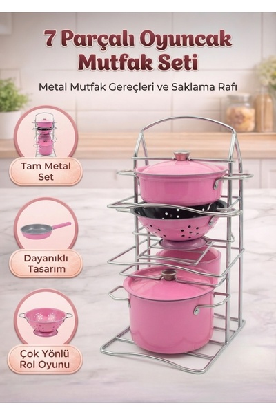 Tıfıl Toys Metal Mini Kitchenware Set - 7-Piece Cookware with Lids and Metal ...