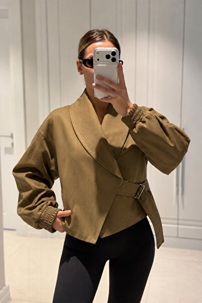 MANMARK Zr Model Belted Design Women's Lined Trench Coat Trench Jacket