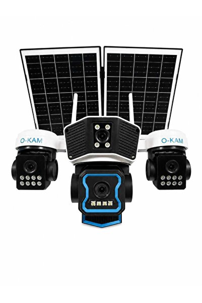 O-KAM Premium 12MP 4 Kameralı 4G Simkartlı Çift Solar Panel AOV Gece Görüş Se...