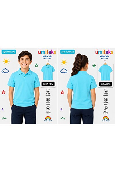 ümitteks iş ve okul kıyafetleri Unisex Polo Neck Short Sleeve Light Turquoise...