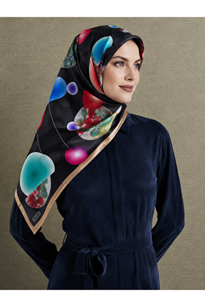 Aker Black Mixed Pattern Tivil Silk Scarf 8806713 - 911