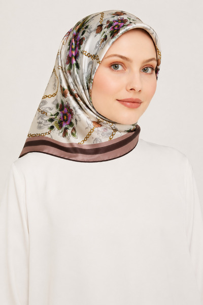 Pierre Cardin Tivil Μεταξωτό Φουλάρι 9109438 - 991 Καφέ Σχέδιο Λουλουδιών (ΧΕ...