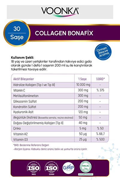 Voonka Collagen Bonafix 410 gr Powder Tip 1 2 3 Hidrolize Kolajen