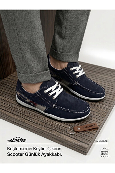 Scooter Men's Summer Shoes 100% Genuine Leather Anti-Sweat Comfort Orthopedic...