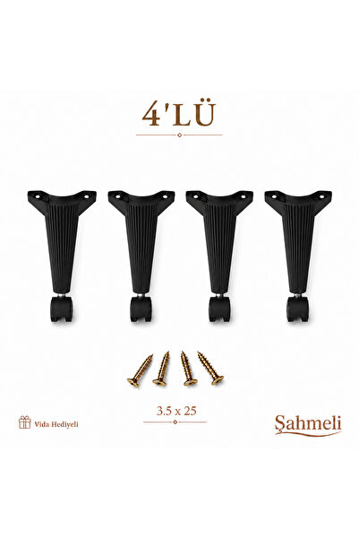 Şahmeli Store Tekerlekli Sehpa Ayağı 20Cm 360 Derece 4 Adet Siyah Ayak
