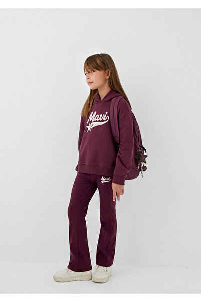 Mavi Kapüşonlu Bordo Sweatshirt 7S10207-87830