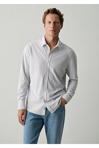 Mavi Çizgili Gömlek Regular Fit / Normal Kesim 0220383-A6879