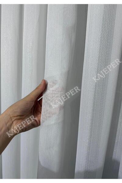 KAJEPER SİMLİ BAMBU PERDE Ağır Gramajlı TÜL PERDE 1\3 Sık Pile Özel Dikim Per...