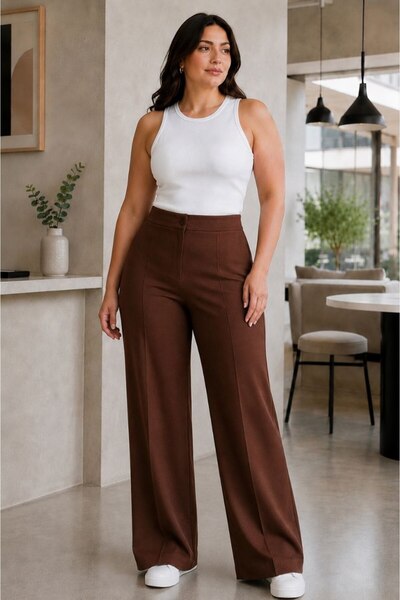 Maison La Femme Γυναικείο παντελόνι Plus Size Striped Palazzo