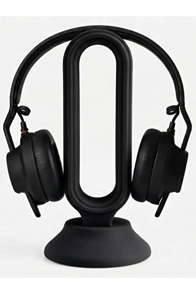 Minimalist Oval Kulaklık Standı - Gaming Kulaklık Tutucu - Mat Siyah Masaüstü Kulaklık Tutucu ve Dekoratif Organizer