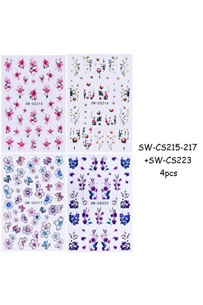 Choice SW-CS215-217 223 4 قطع ملصقات أظافر ثلاثية الأبعاد على شكل زهرة زنبق و...