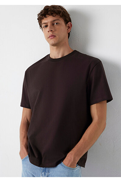 Mavi Καφέ Βασικό T-Shirt με Λεπτομέρεια Ετικέτας, Χαλαρή Εφαρμογή / Άνετη Γρα...