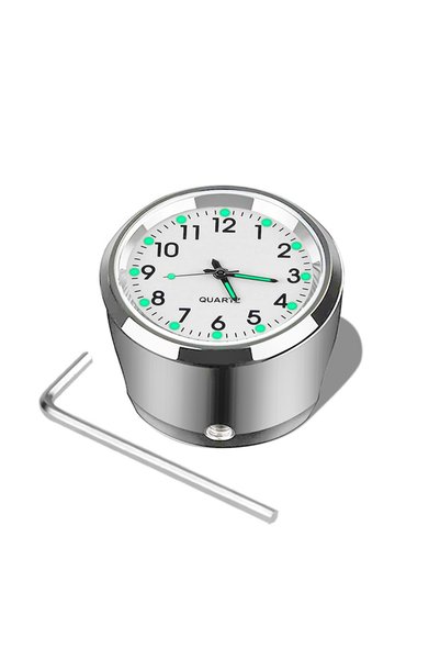 choice2 Silver Motorcycle Handlebar Clock Durable Stainless Steel Refit Night...