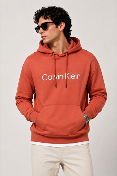 Calvin Klein هودي رجالي بشعار قطني - سويت شيرت