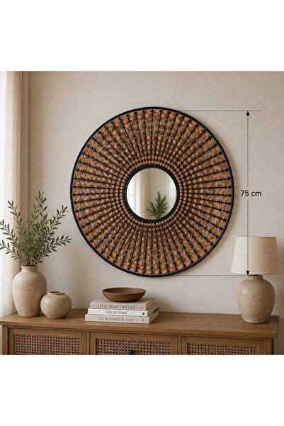 ROXART HASIR METAL OTANTİK AYNA 75 CM ÇAP DEKORATİF AKSESUAR AYNA ASORTİ