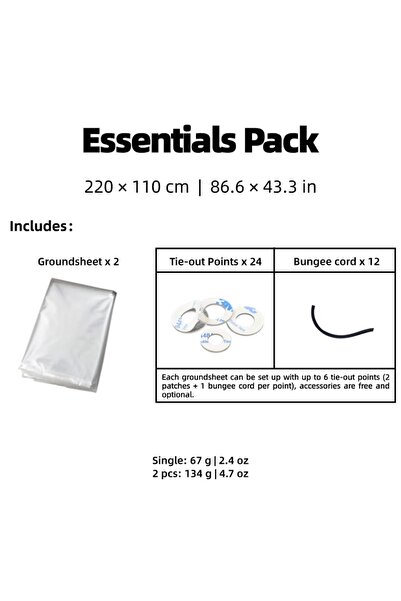 Choice 220x110cm - 2pcs Ultralight Polycro Footprint 69g — Waterproof Tent Gr...