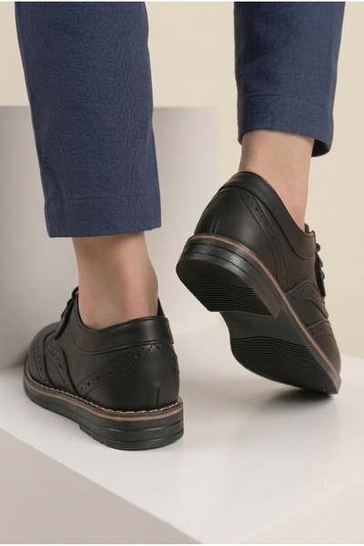 İmerShoes Pantofi clasici cu șireturi pentru băieți, negri, de zi cu zi, pantofi pentru circumcizie 06