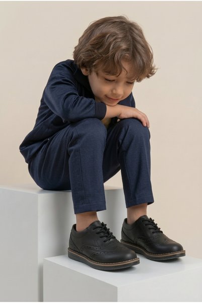 İmerShoes Pantofi clasici cu șireturi pentru băieți, negri, de zi cu zi, pantofi pentru circumcizie 06