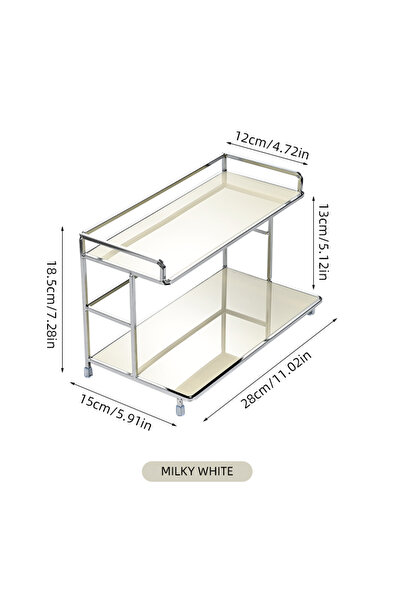 Choice1 2-tier Milky white Metal Desktop Layered Storage Rack, Double-Layer D...