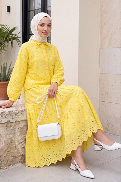 Modamorfo Fisto Detailed Skirted Suit - Yellow