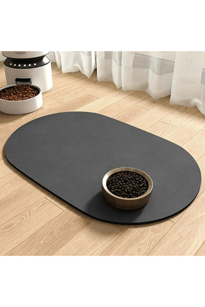 Choice1 30x50cm Black Oval Pet Feeding Mat Absorbent Pet Placemat for Cats Do...