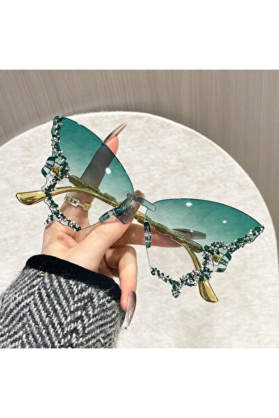 Choice MULTI green Butterfly Sunglasses Cat Eye Rimless Sun Glasses Popular W...
