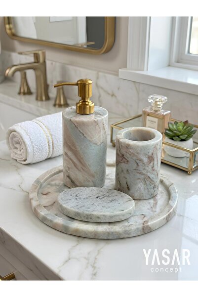 YASAR CONCEPT Montessa Marble Bathroom Set 4 Pieces