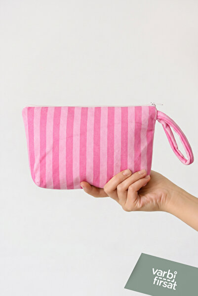 Varbifırsat Desenli Fermuarlı Clutch Çanta Bilek Askılı Günlük El ve Makyaj Ç...