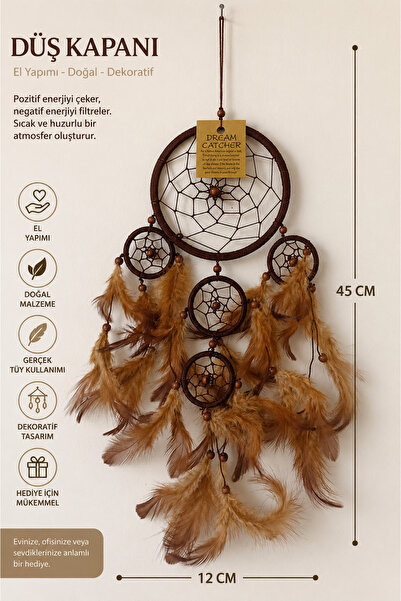 kapadokyahediyelik Renkli Tüylü Küçük Boy Düş Kapanı (Dream Catcher) Duvar Sü...