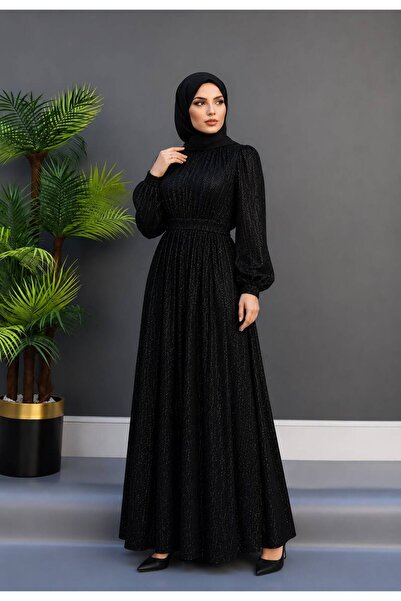 STYLE NİŞANTAŞI Sequin Butterfly Evening Dress Black