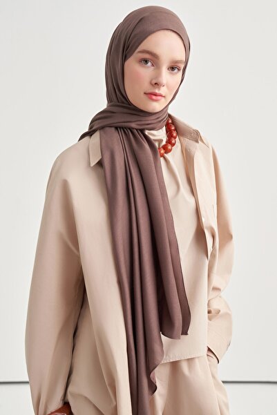 carell Double Sided Silk Coffee Slub - Ash Shawl