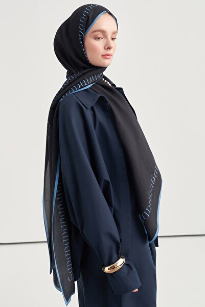 carell C Monogram Floral Shawl Black