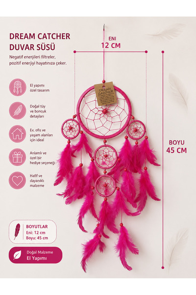 kapadokyahediyelik Renkli Tüylü Küçük Boy Düş Kapanı (Dream Catcher) Duvar Sü...