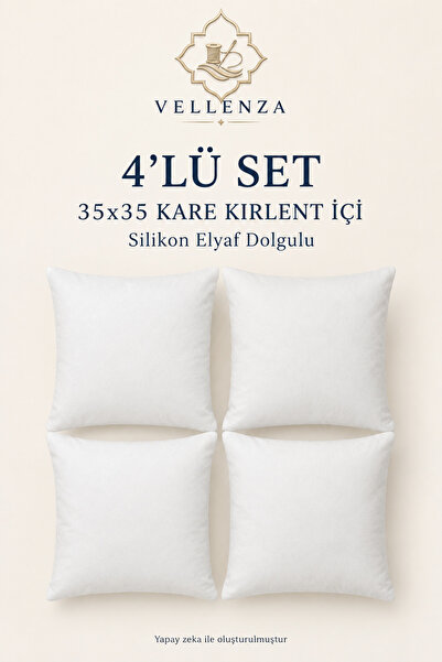 Vellenza 4 Adet 35x35 cm Kare Kırlent İçi Silikon Elyaf Dolgulu Yumuşak Dekor...