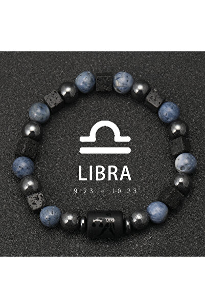 Choice 18-19cm Libra 12 Constellation Natural Blue Coral Lava Stone Stone Bea...