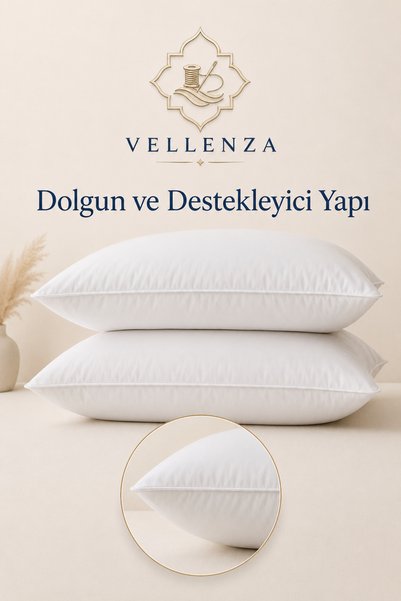 Vellenza وسادة نوم فاخرة مقاس 50x70 مكونة من قطعتين، محشوة بألياف السيليكون النقية بنسبة 100%، وسادة سرير ناعمة وممتلئة من القماش الدقيق