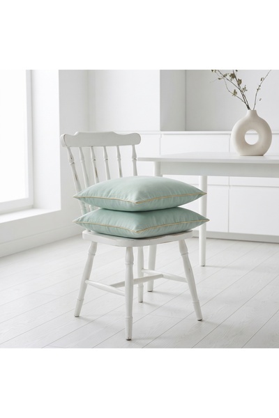 Bc Home Mint Yeşili Kırlent Kılıfı, Altın Rengi Kenar Biyeli, Yumuşak Dokulu 1 Adet