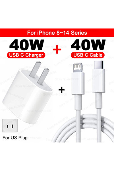 Choice US 2IN1 (8-14 Serie) PD 40W Fast Charger For iPhone 15 11 12 13 14 16 ...