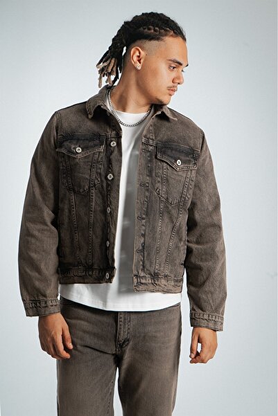 GRJ denim Fade Black Oversize Fit Vintage Denim Men's Jacket