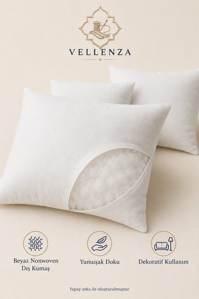 Vellenza 4 قطع وسادة داخلية مربعة الشكل مقاس 35 × 35 سم مملوءة بألياف السيليكون وسادة داخلية ناعمة للديكور